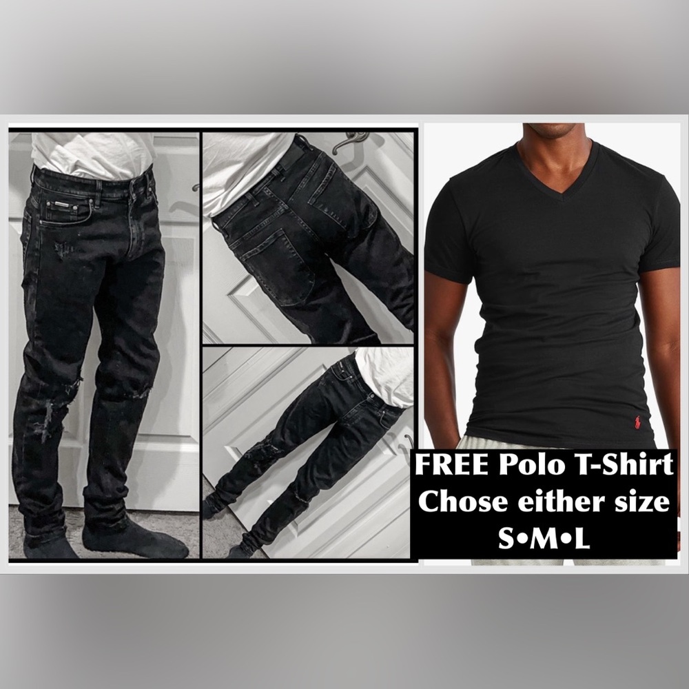 Represent Men’s Black Skinny Jeans Size 33 waist